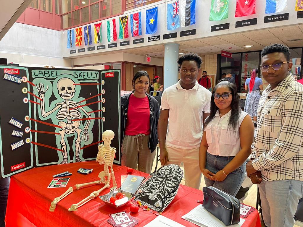 York Pre-Med Club Students on Table