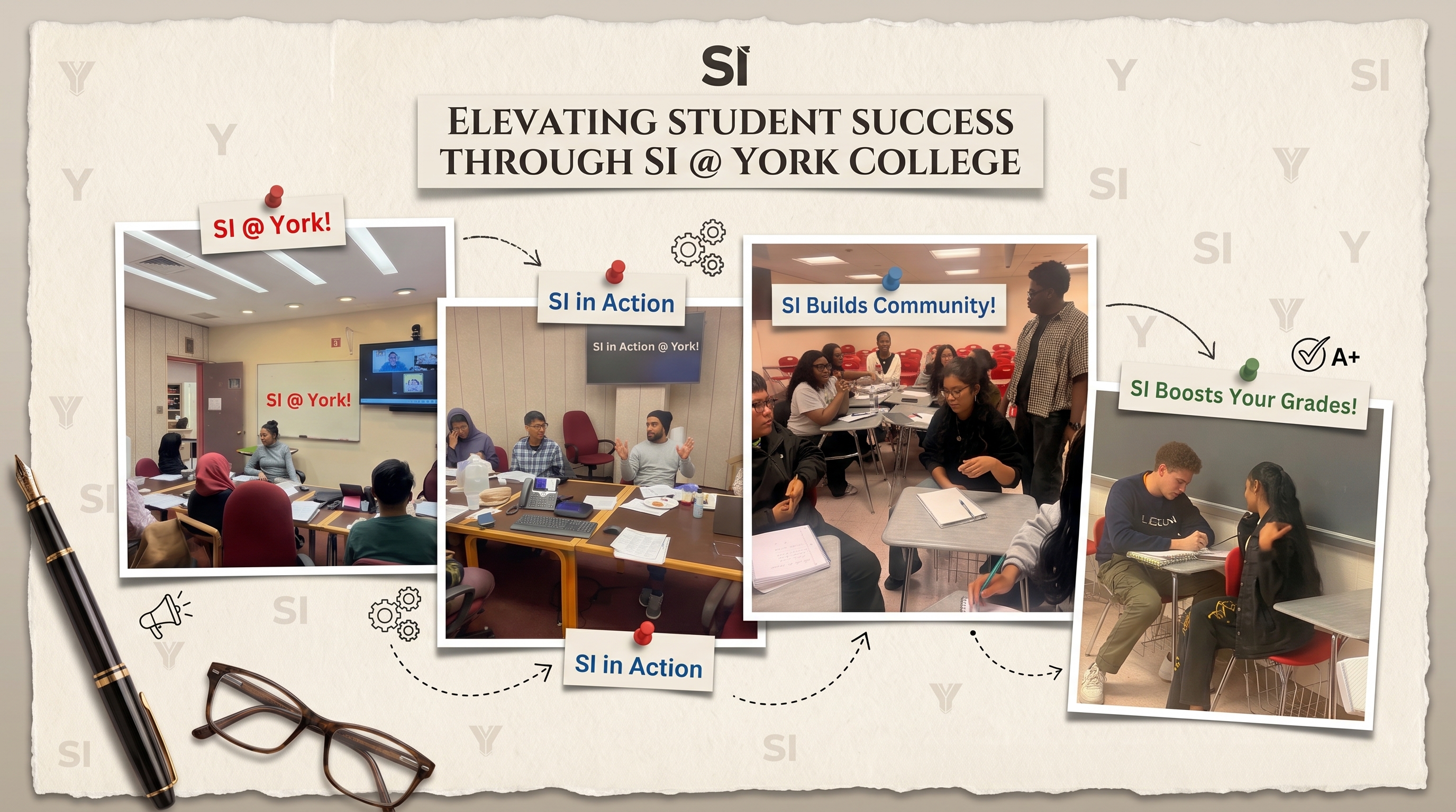 Students collaborate in a learning center, engaging in group study and discussions to improve their academic performance and build community.