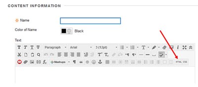 Image on clicking the HTML icon in Bb Textbox (Embedding Unlisted Video on YouTube in your Bb Course)