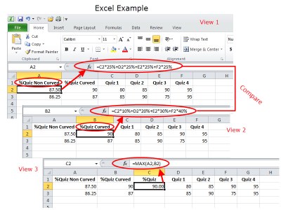 Curve MAX grade formulas EXAMPLE