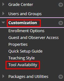 Accessing Tool Availability panel