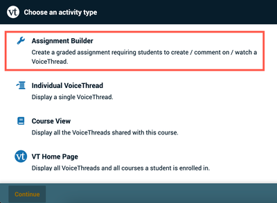 Assignment Builder button