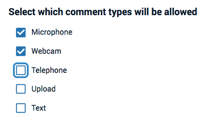 Comment type settings