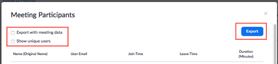 export the Zoom meeting attendance report