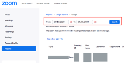 Search for Zoom meetings