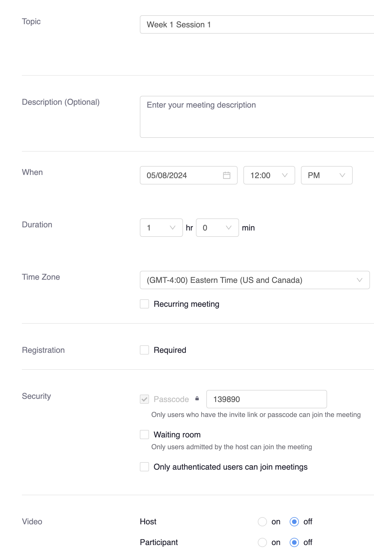 Zoom setting