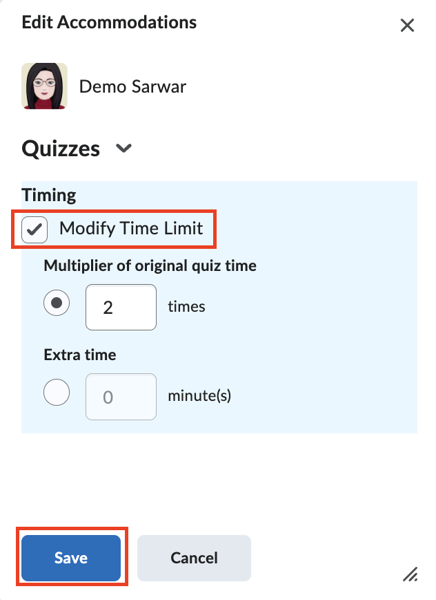 Modify time limit