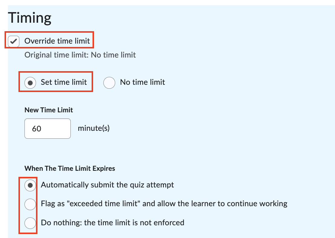 Give extra time for special need students in a quiz