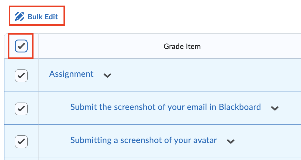 Bulk edit grade column weights