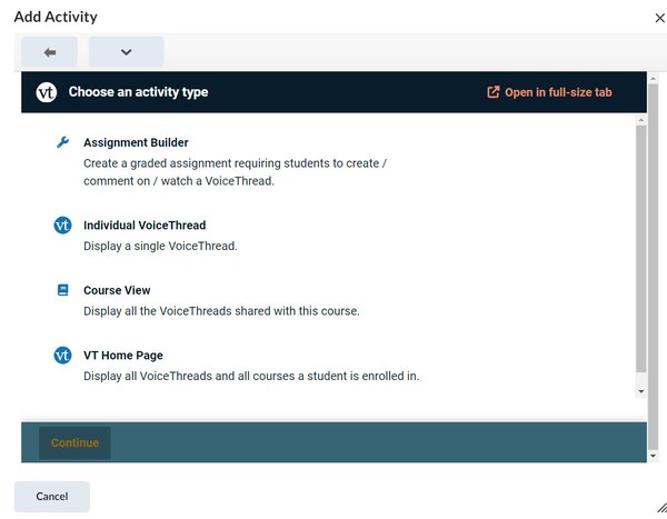 Choose an activity type