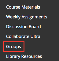 access Groups link on the course menu