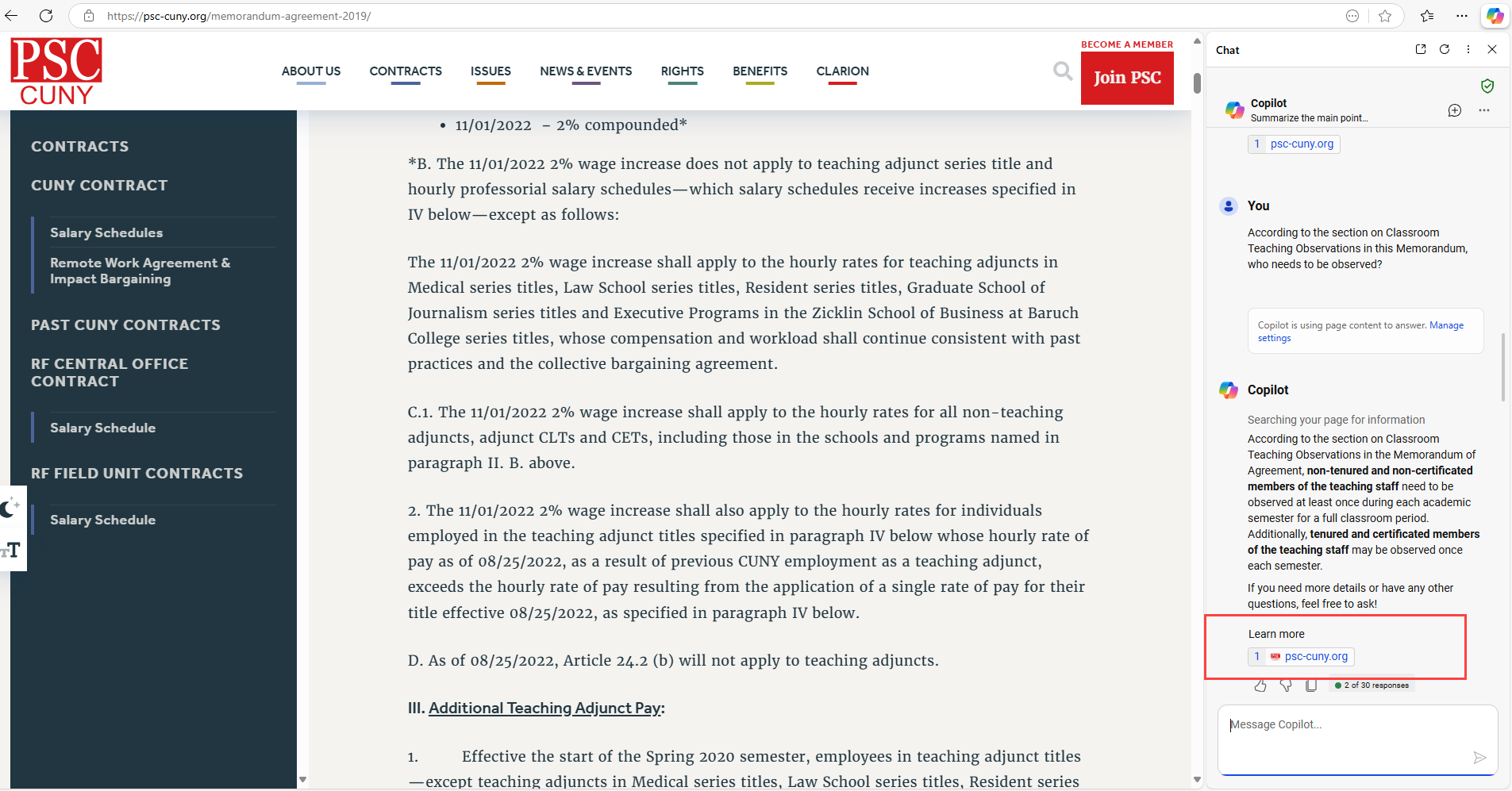 Learn More Footnote feature in Copilot MS 365
