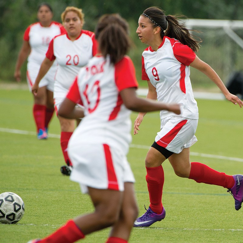 York Students Playing Soccer/Football