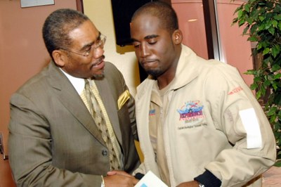 Congressman Gregory Meeks Greets Barrington Irving