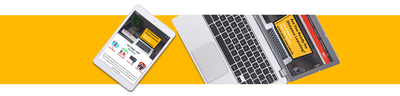 Devices on yellow background