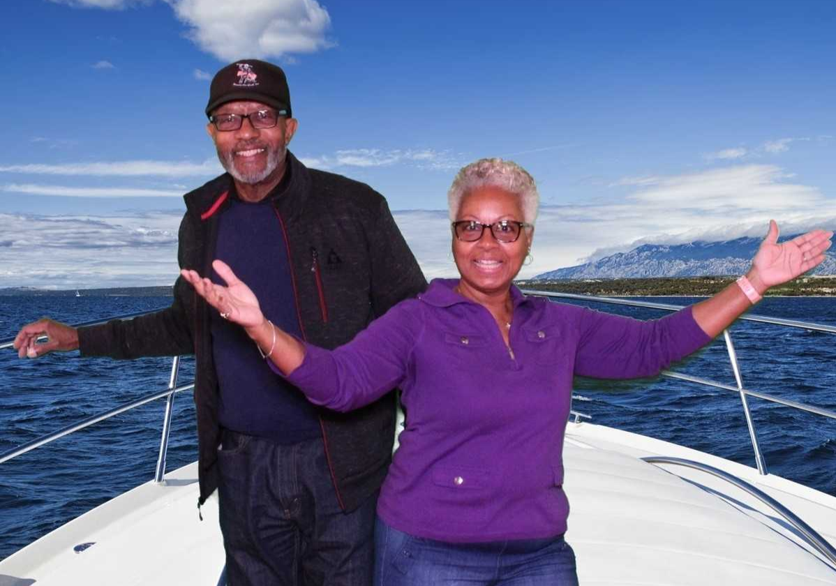 Wayne Hall and Derrah Ruff on a boat