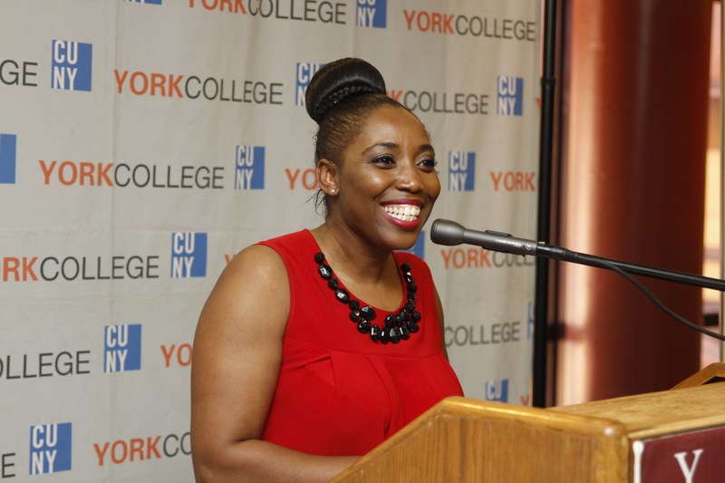 Michelle Mack greets alumni at the 2016 class reunion