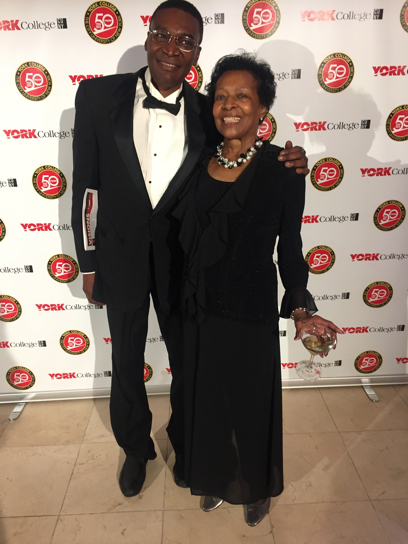 Ms. Velma Adams (left) and her son Mark Adams attended York College's 50th Anniversary Celebration.
