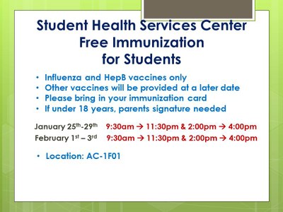 Immunization for students Spr. '16