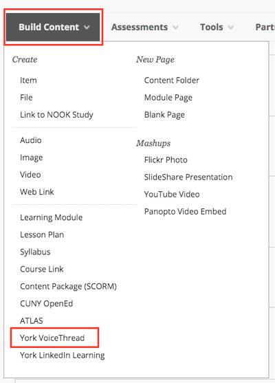 Adding VoiceThread in Bb course