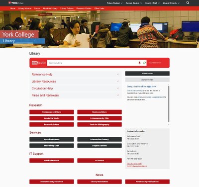 Screenshot of York library website in August 2023
