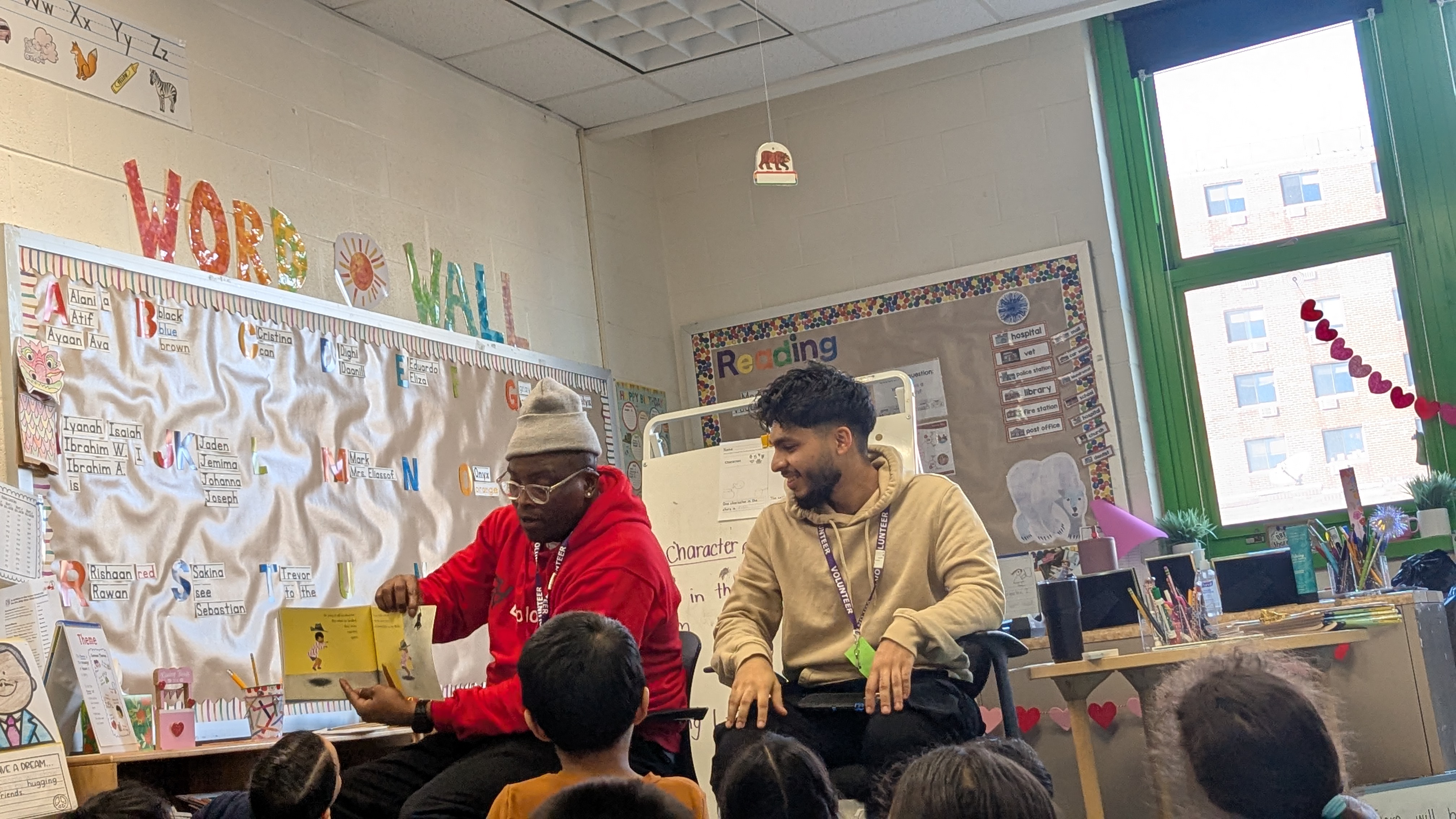 Project Serve students take turns reading to elementary school children.