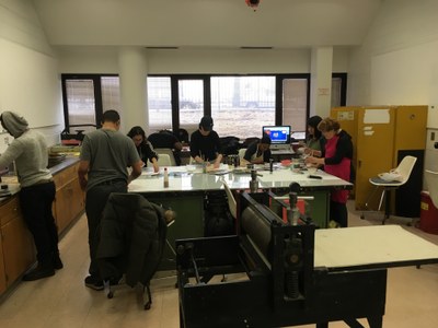 An image of the York College printmaking studio.