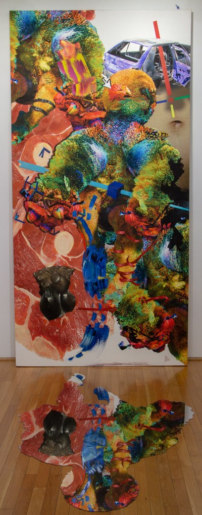 2013, archival inkjet print on canvas, acrylic and oil paint, plastic sculptures, 
mirror PVC. 
