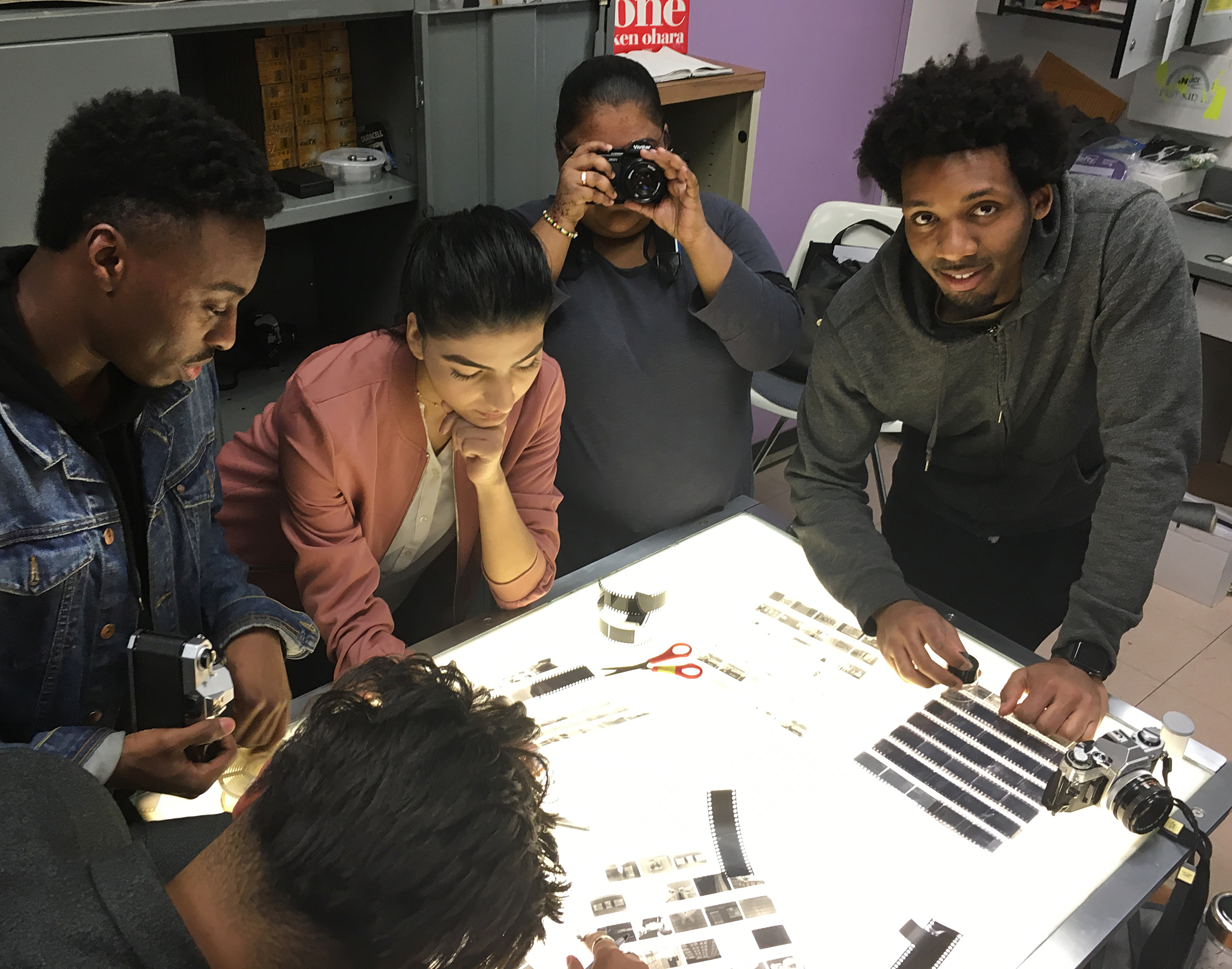 Students working during a photography class at York College.