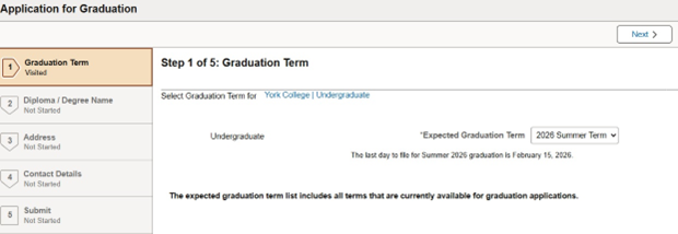 Application for Graduation step 1