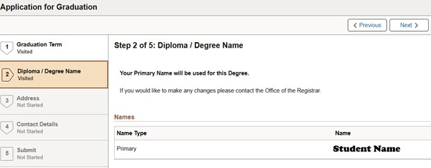 Application for Graduation step 2