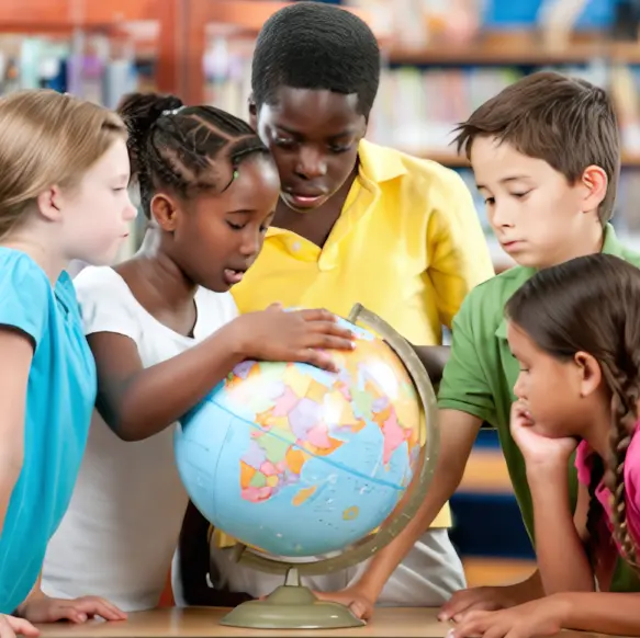 Teacher assisting young student